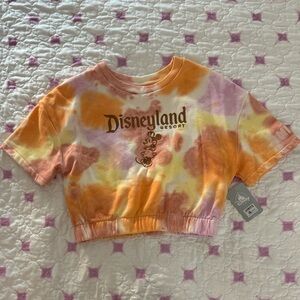 NWT Disneyland Minnie Orange/ Pink/ Yellow/ White Tie Dye Terry Cloth Crop Top